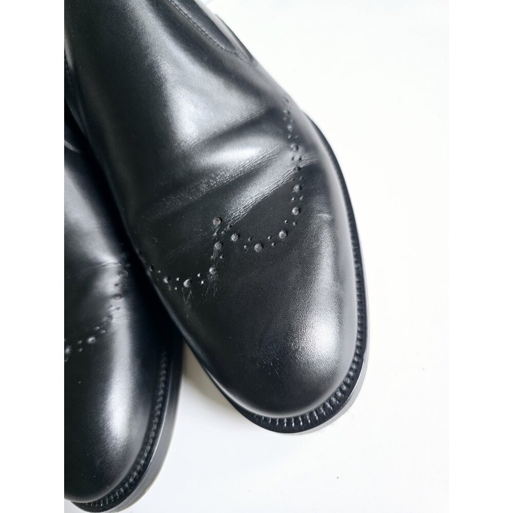 Allen Edmonds Lucca Black Leather Slip On Brogues Mens Dress Shoes Loafers 9 - Picture 6 of 11